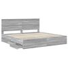 vidaXL Bed Frame with Drawer Grey Sonoma 200 x 200 cm Engineer Wood