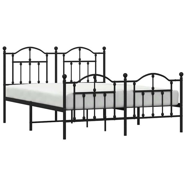 vidaXL Metal Bed Frame without Mattress with Footboard Black 140x190cm