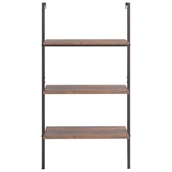 vidaXL 3-Tier Leaning Shelf Dark Brown and Black 64x35x120.5 cm