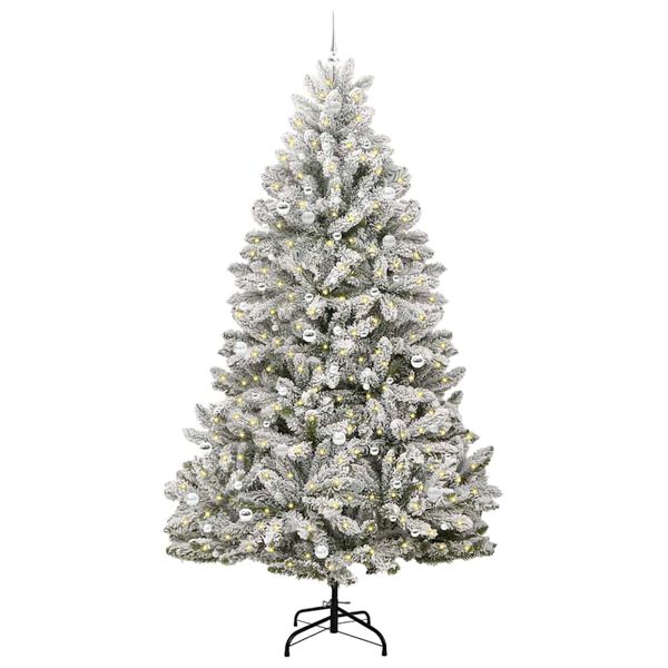 vidaXL Artificial Christmas Tree Green and White 270 cm PVC and Metal