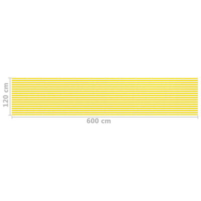 vidaXL Balcony Screen Yellow and White 120x600 cm HDPE