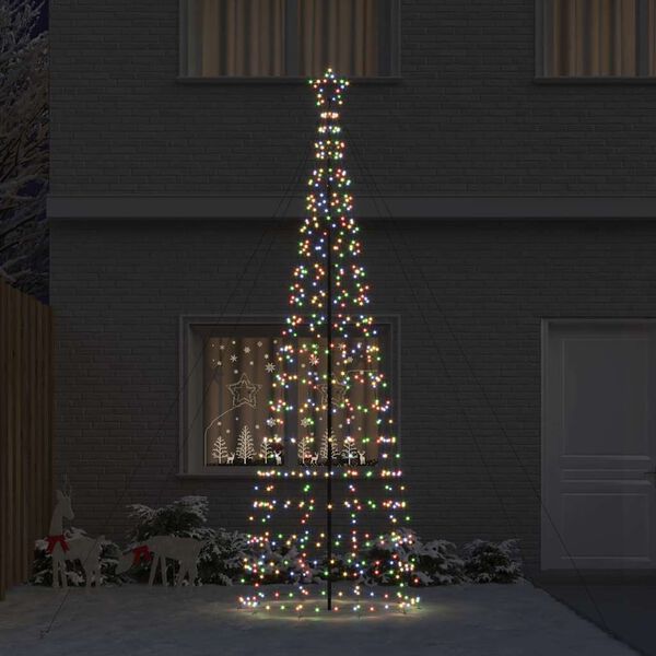 vidaXL LED Christmas Tree with Ground Spikes Multicolour 400 cm Iron