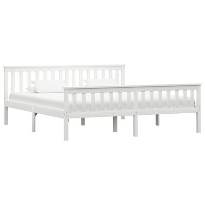 vidaXL Bed Frame White Solid Pinewood 180x200 cm Super King
