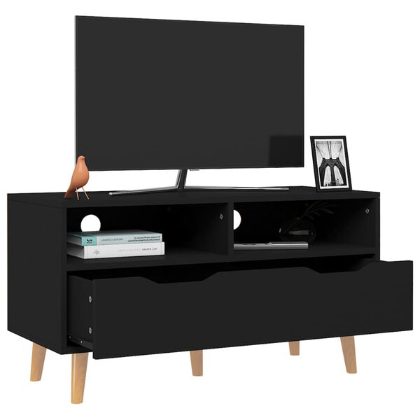 vidaXL TV Cabinet Black 90x40x48.5 cm Engineered Wood