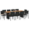 vidaXL Garden Dining Set 11 pcs Black Poly Rattan