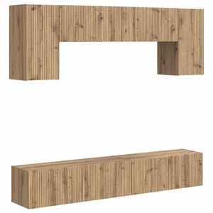 vidaXL TV Cabinet Set Wall-mounted 5 pcs Black Engineered Wood
