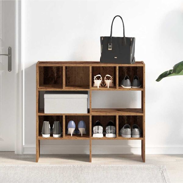 vidaXL Shoe Racks 2 pcs Stackable Old Wood 89.5x30x40 cm