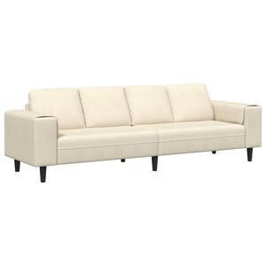 vidaXL Sofa with Cushion Cream 250 x 77 x 76 cm Corduroy Fabric