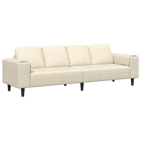 vidaXL Sofa with Cushion Cream 250 x 77 x 76 cm Corduroy Fabric