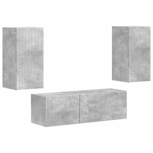 vidaXL TV Wall Cabinet Set 4 pcs Concrete Grey Engineered Wood