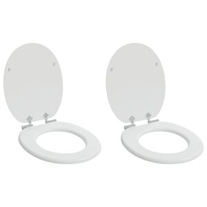 vidaXL Toilet Seat 2 pcs White 44 x 38 cm MDF board