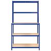vidaXL 5-Layer Work Table with Shelves Blue Steel&Engineered Wood
