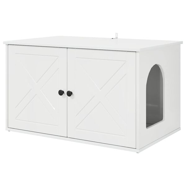 vidaXL Cat House Gloss White 85 x 55 x 50 cm Engineered Wood