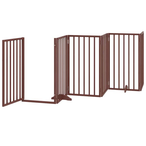 vidaXL Dog Gate with Door Foldable 12 Panels Brown 600 cm Poplar Wood