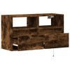 vidaXL TV Wall Cabinet with LED Lights Smoked Oak 80x31x45 cm
