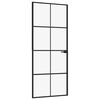 vidaXL Interior Door Black 83x201,5 cm Tempered Glass&Aluminium Slim