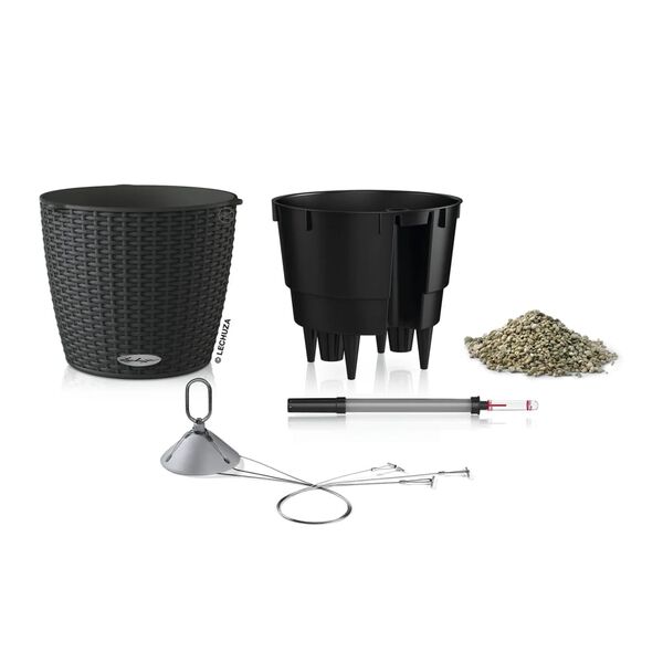 LECHUZA Hanging Planter NIDO Cottage 28 ALL-IN-ONE Granite