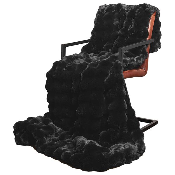 vidaXL Faux Rabbit Fur Blanket Black 150 x 220 cm Polyester