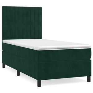 vidaXL Box Spring Bed with Mattress Dark Green 100x200 cm Velvet