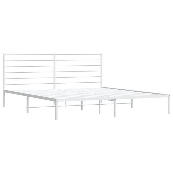 vidaXL Metal Bed Frame without Mattress with Headboard White 193x203cm
