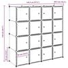 vidaXL Storage Cube Organiser with 16 Cubes and Hanging Rods PP