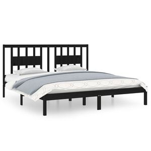 vidaXL Bed Frame without Mattress Black Solid Wood 200x200 cm (810041+818694)
