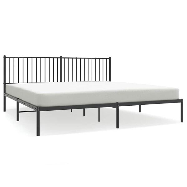 vidaXL Metal Bed Frame without Mattress with Headboard Black 193x203cm