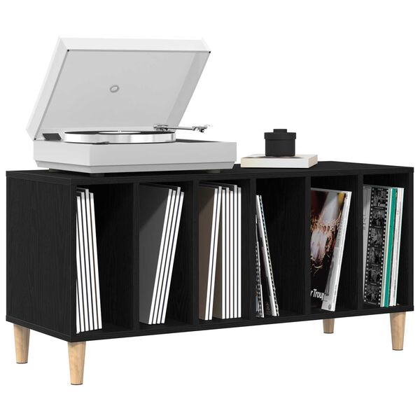vidaXL Record Cabinet Black Oak 100 x 38 x 48 cm Engineered Wood