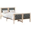 vidaXL Bed Frame with Headboard Dark Grey 135 x 190 cm Solid Pine Wood