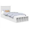vidaXL Bed Frame with Shelf Manual White 75 x 190 cm Engineered Wood