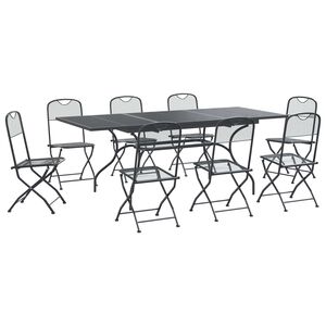 vidaXL Garden Dining Set 9 pcs Anthracite Mesh and Steel