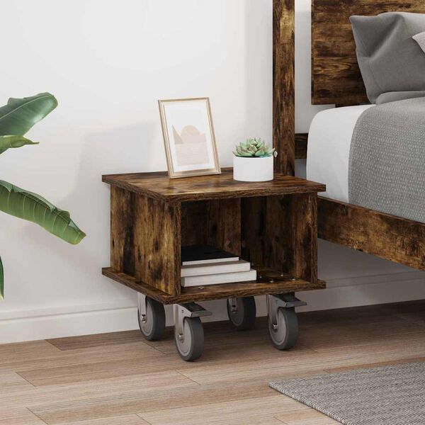 vidaXL TV Stand Smoked Oak 37 x 35 x 35 cm Engineered Wood