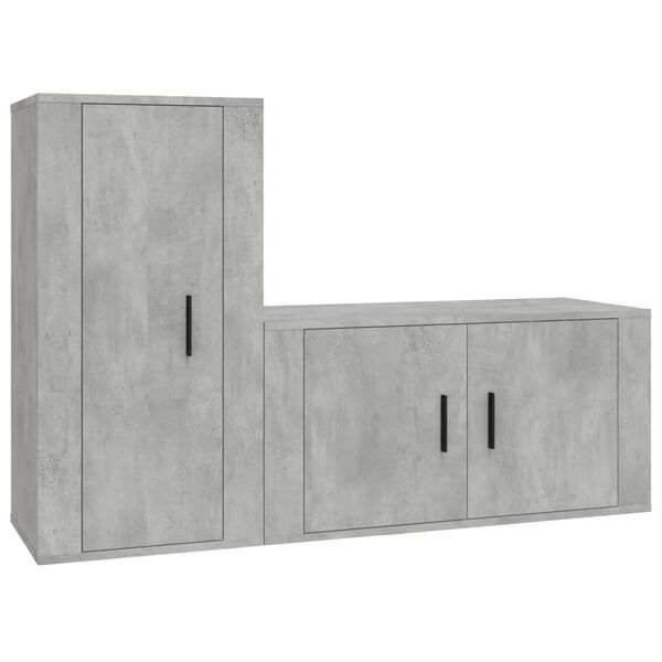 vidaXL 2 Piece TV Cabinet Set Concrete Grey Engineered Wood