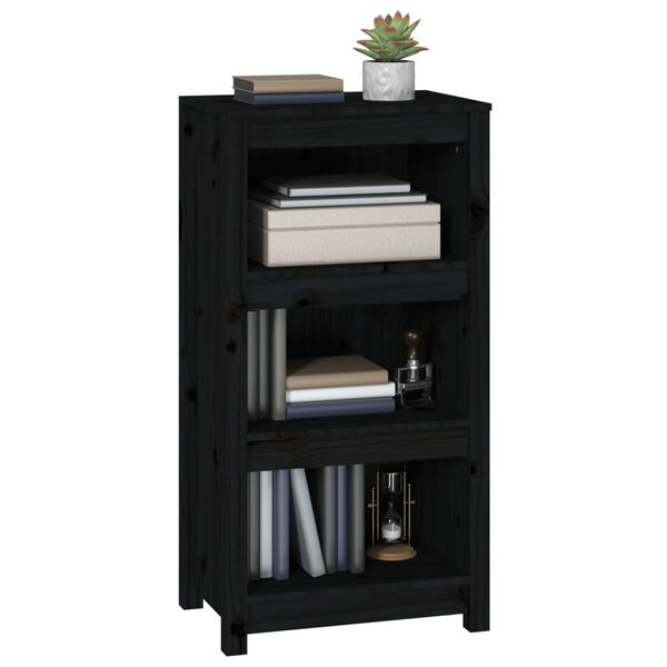 vidaXL Book Cabinet Black 50x35x97 cm Solid Wood Pine