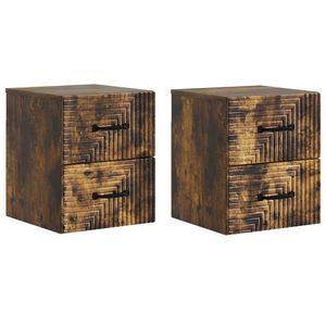 vidaXL Wall-Mounted Bedside Cabinet 2 pcs Smoked Oak 34.5 x 33 x 40 cm
