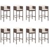 vidaXL 9 Piece Garden Bar Set with Cushions Brown Poly Rattan