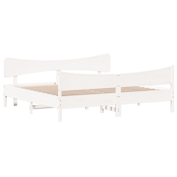 vidaXL Bed Frame without Mattress White 180x200 cm Super King Solid Wood Pine