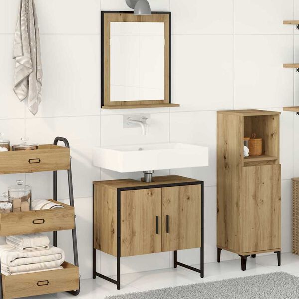 vidaXL Bathroom Furniture Set Wall-mounted 2 pcs Brown Engineered wood