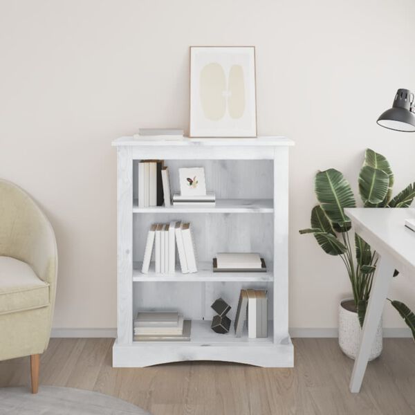 vidaXL 3-Tier Bookcase Mexican Pine Corona Range White 81x29x100 cm
