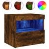 vidaXL Bedside Cabinet with LED Lights Smoked Oak 50x40x45 cm