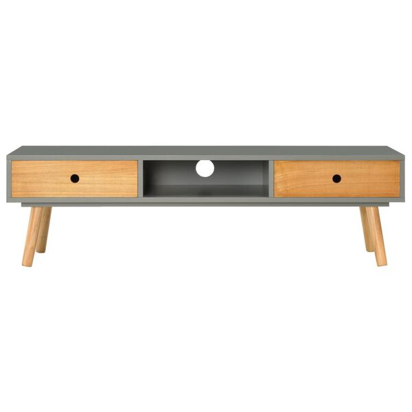 vidaXL TV Cabinet Grey 120x35x35 cm Solid Pinewood