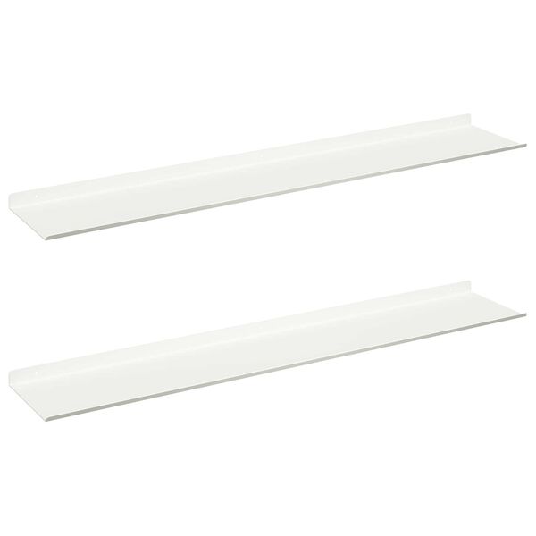 vidaXL Floating Shelf Wall-mounted 2 pcs White 100 x 18 x 2.5 cm Steel