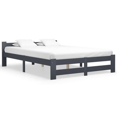 vidaXL Bed Frame Dark Grey Solid Pine Wood 160x200 cm