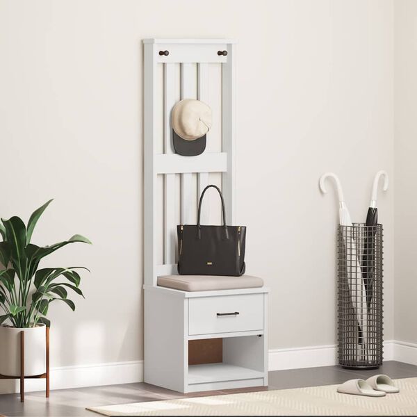 vidaXL Hall Tree SANDNES White 45x40x159.5 cm Solid Wood Pine