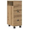 vidaXL Narrow Bathroom Cabinet with Wheels Artisian Oak Engineered Wood