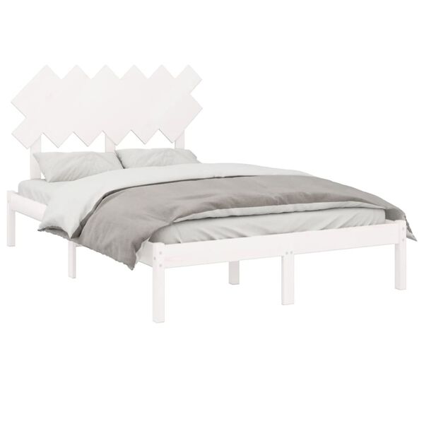 vidaXL Bed Frame without Mattress White 120x190 cm Small Double Solid Wood