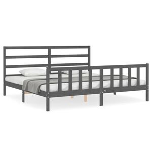 vidaXL Bed Frame without Mattress Grey 200x200 cm Solid Wood Pine