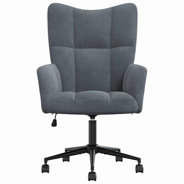 vidaXL Relaxing Chair with Wheel Dark Grey 69 x 61.5 x 102 cm Velvet