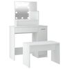 vidaXL Dressing Table Set with LED White Engineered Wood