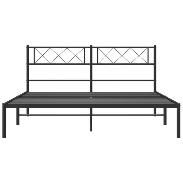 vidaXL Metal Bed Frame without Mattress with Headboard Black 140x190cm